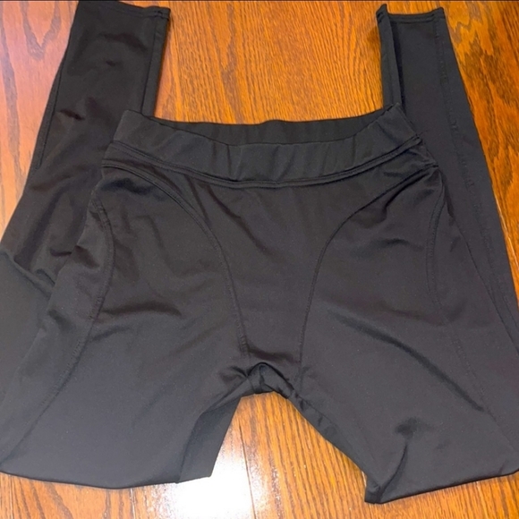 NWOT Thick Black Solid Leggings Workout Clothing Elastic Slim Pants Push Up Sz M - Picture 4 of 4